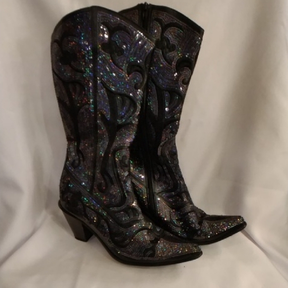 Helen's Heart Navy Glitter Women's Western Boots - Picture 1 of 1